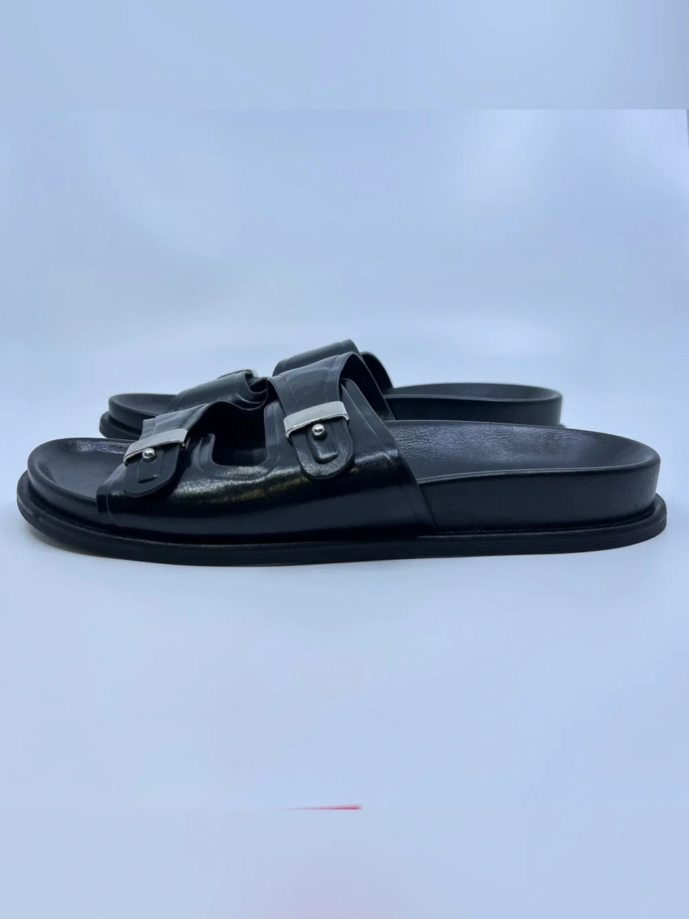 Zara Double Strap Flat Sandal | Black | Size 8 (39) - Picture 6 of 12